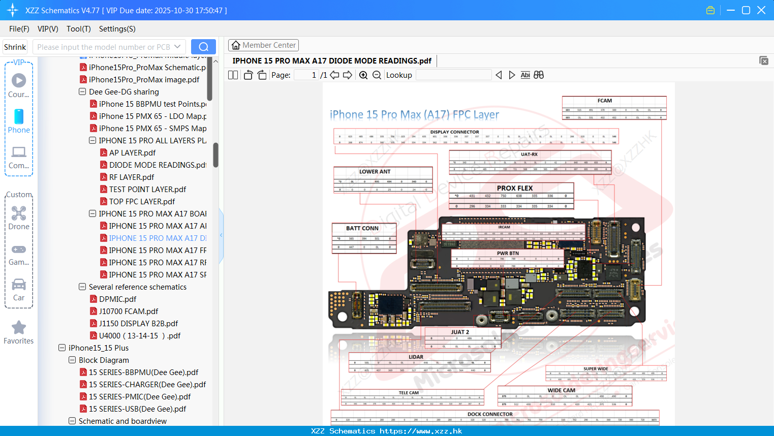 IPhone 15 PRO MAX A17 DIODE MODE READINGS